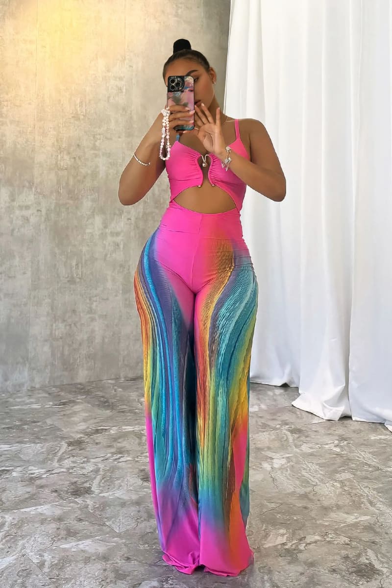 Pink Wide Leg Cut Out Jumpsuit Jumspuit