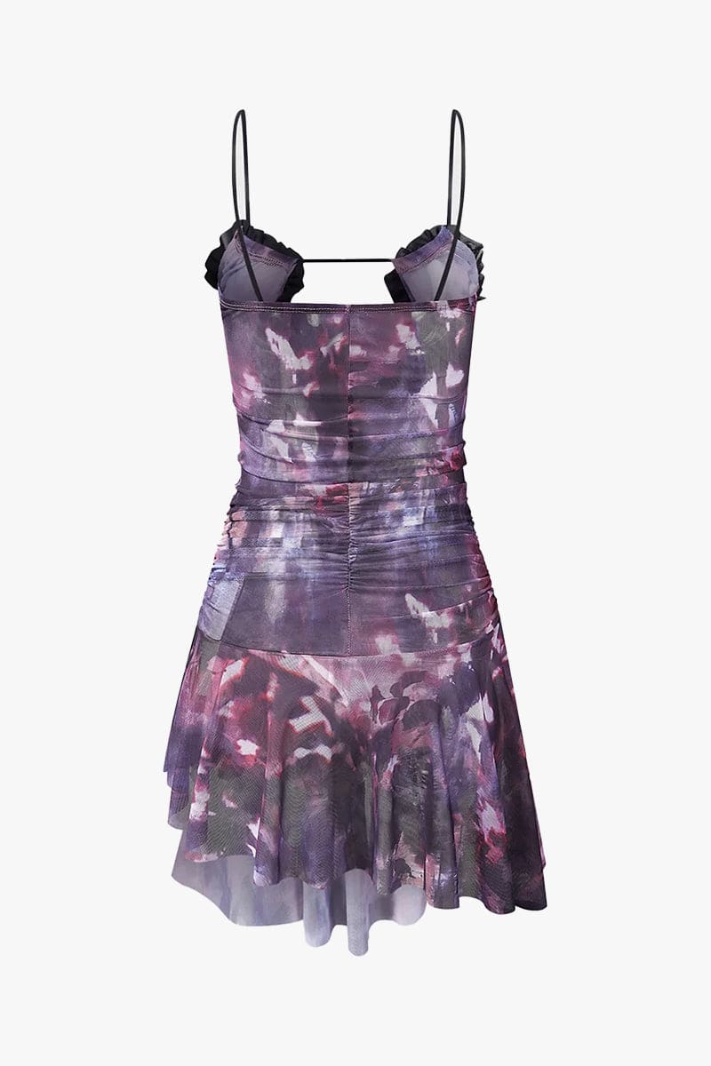 Purple Ruffle Mini Dress