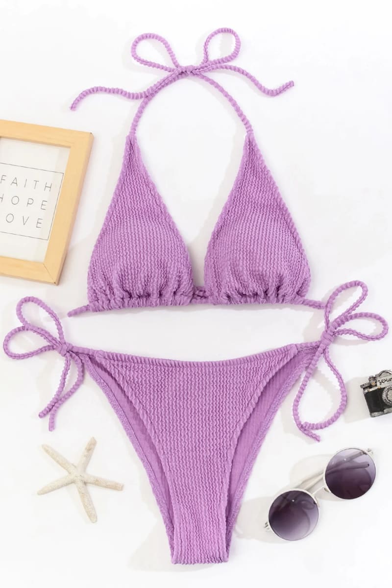 Purple Textured Triangle Bikini