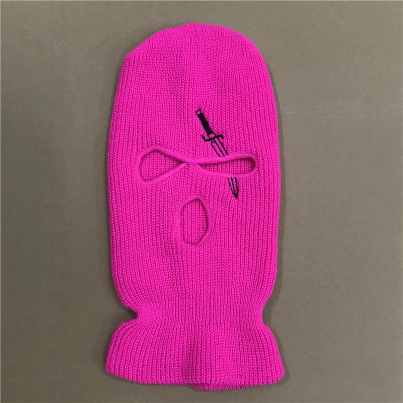 Rose Sword Embroidery 3 Holes Ski Mask / One Size Balaclava