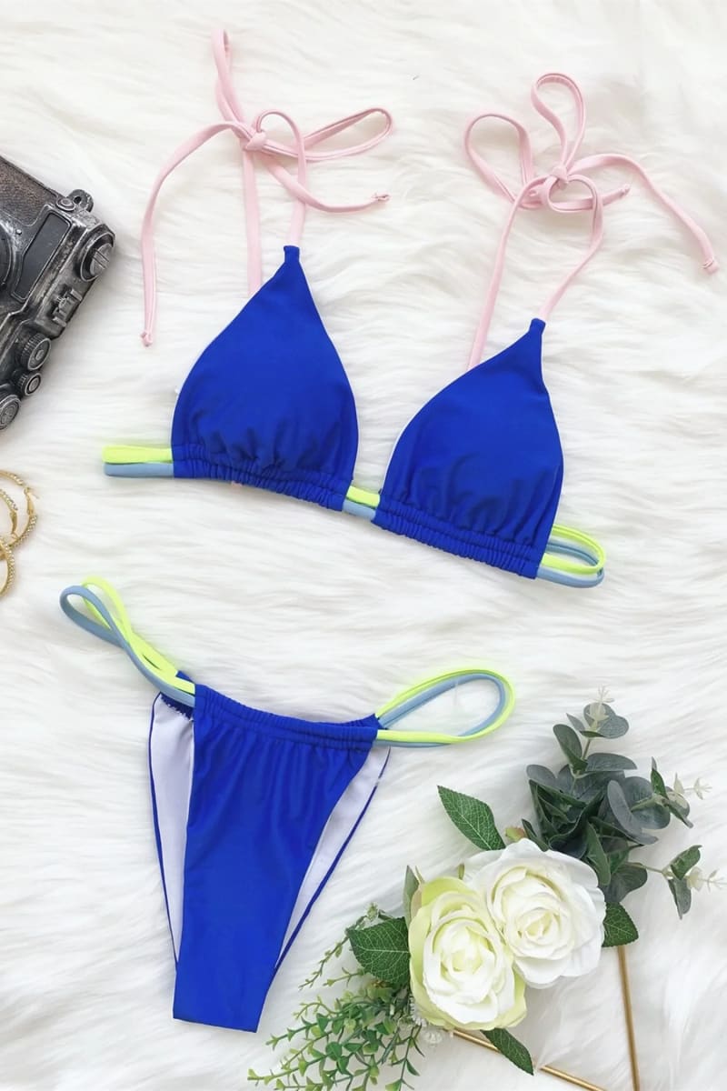 Royal Blue Adjustable Ruched Bikini / S