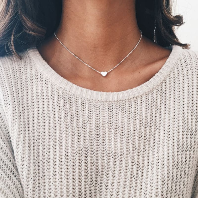 Silver Tiny Heart Shaped Choker Necklace Necklace