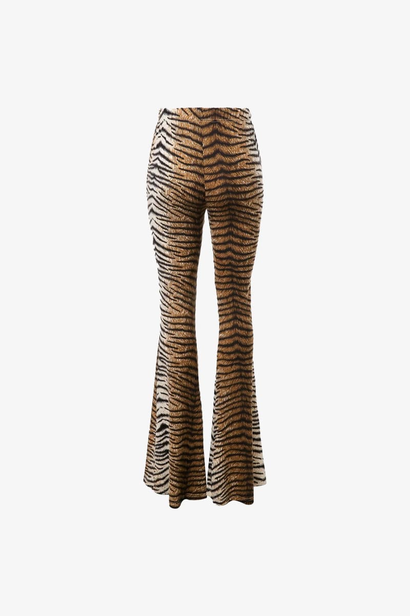 Tiger Print High Waisted Flare Pants