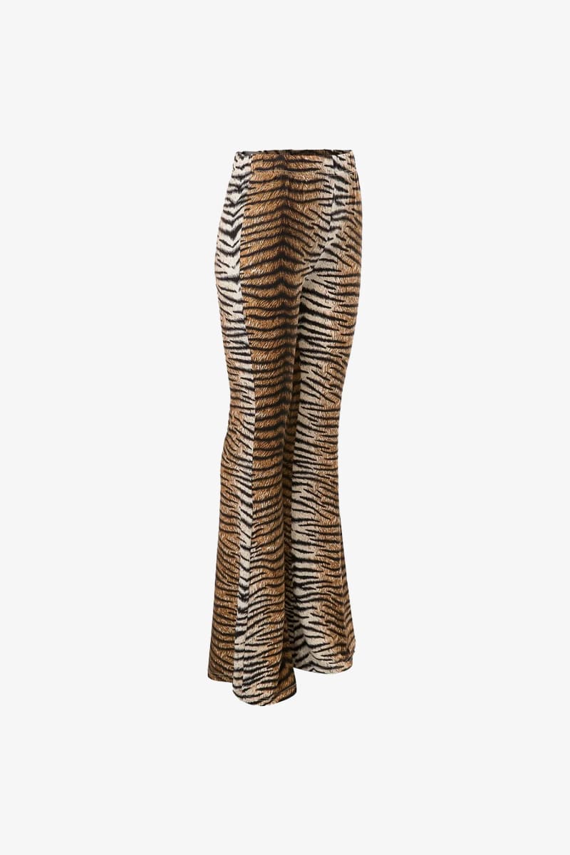 Tiger Print High Waisted Flare Pants