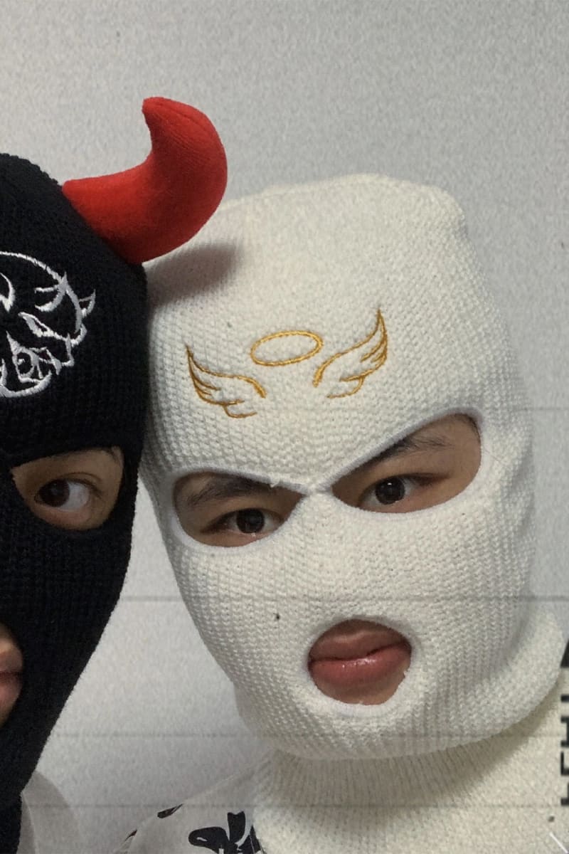 White Angel Wing Embroidery Ski Mask Balaclavas