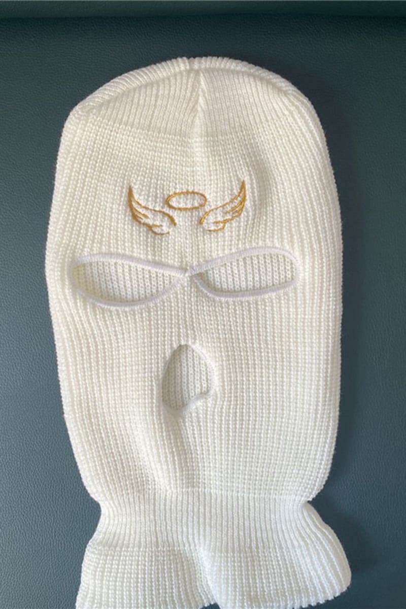 White Angel Wing Embroidery Ski Mask Balaclavas