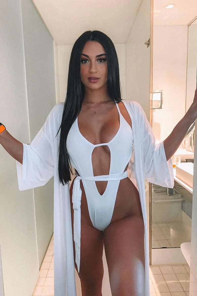 White High Leg Cut Out One Piece Swimsuit Monokini