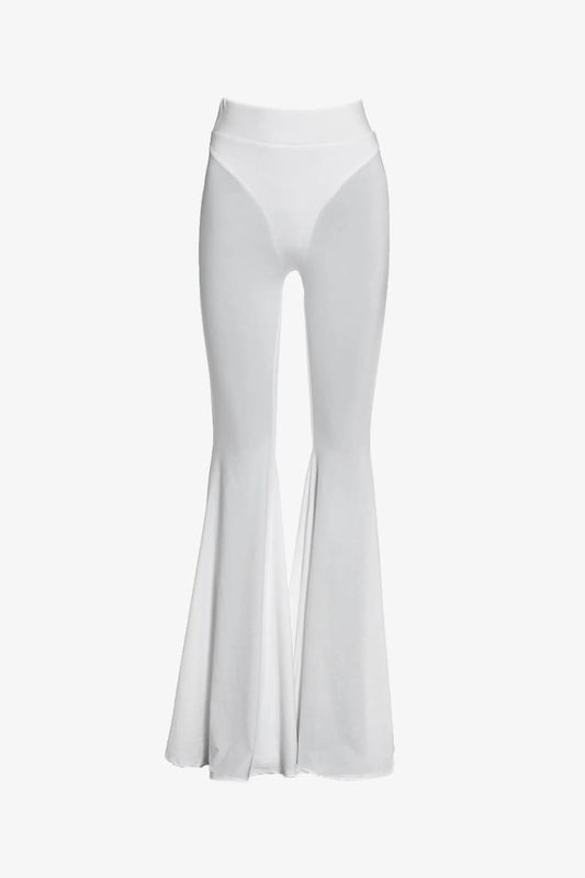 White High Waisted Bell Bottom Leggings