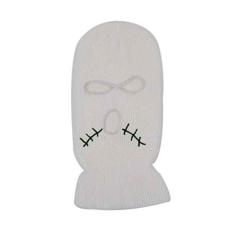 White Stitched Mouth Three Holes Ski Mask