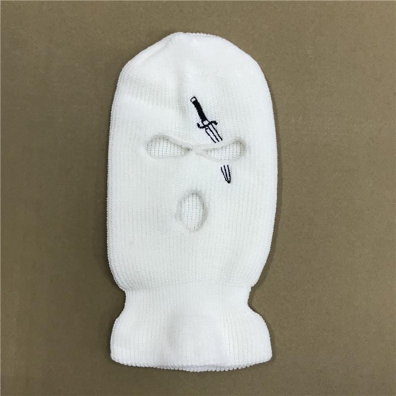 White Sword Embroidery 3 Holes Ski Mask / One Size Balaclava