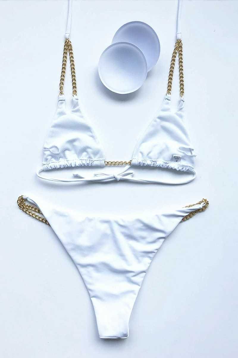 White Triangle Bikini With Gold Chain