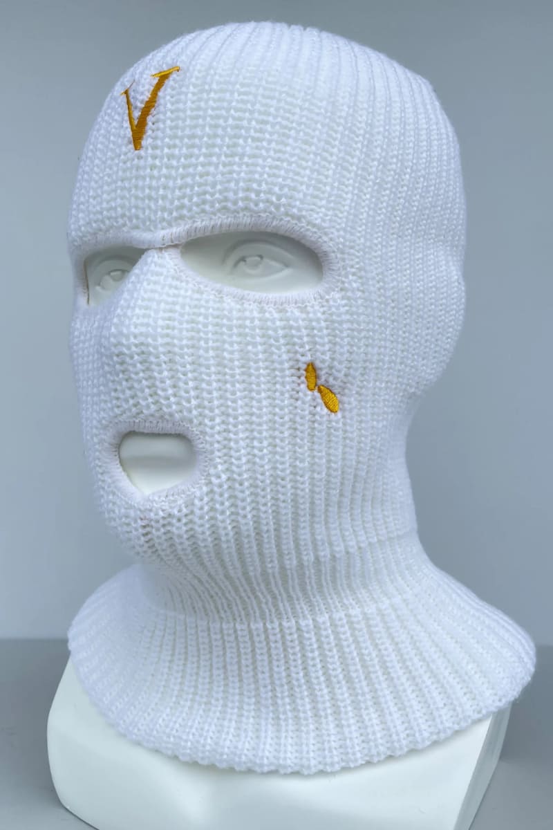 White Vlone Embroidery 3 Holes Ski Mask Balaclava