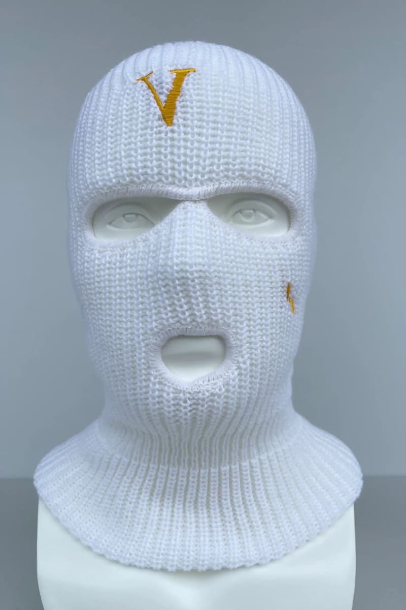 White Vlone Embroidery 3 Holes Ski Mask Balaclava