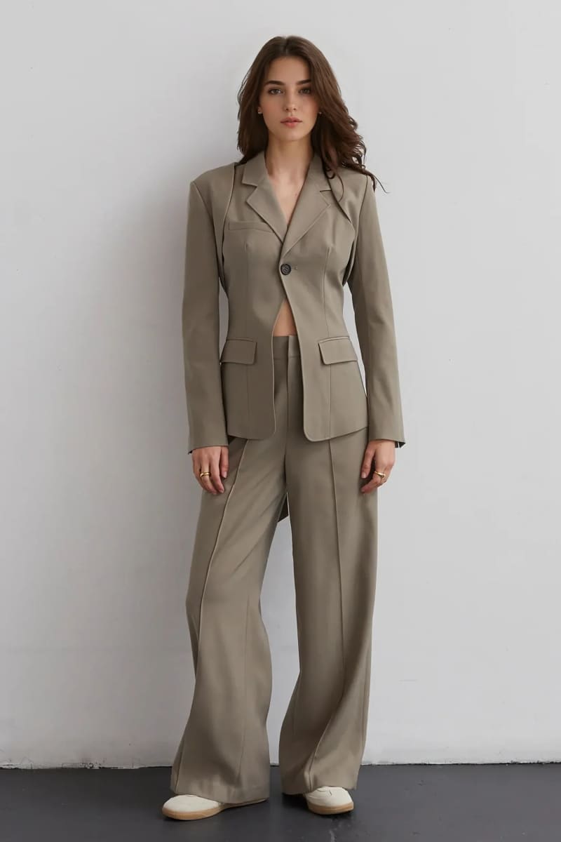 Women’s 3 Piece Beige Pants Suit Set