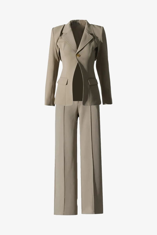 Women’s 3 Piece Beige Pants Suit Set