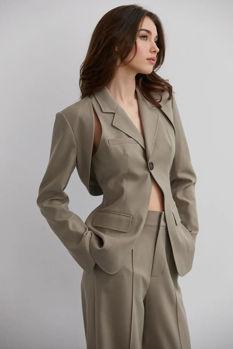 Women’s 3 Piece Beige Pants Suit Set