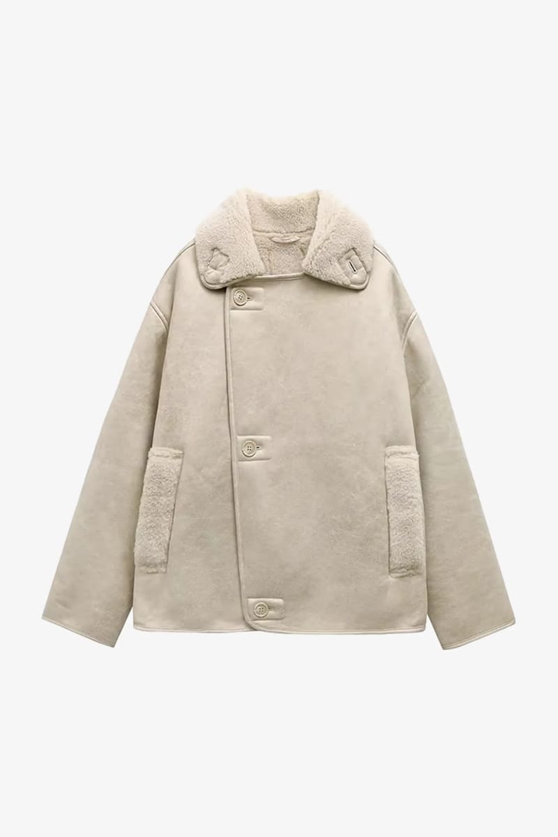 Women’s Beige Suede Shearling Jacket