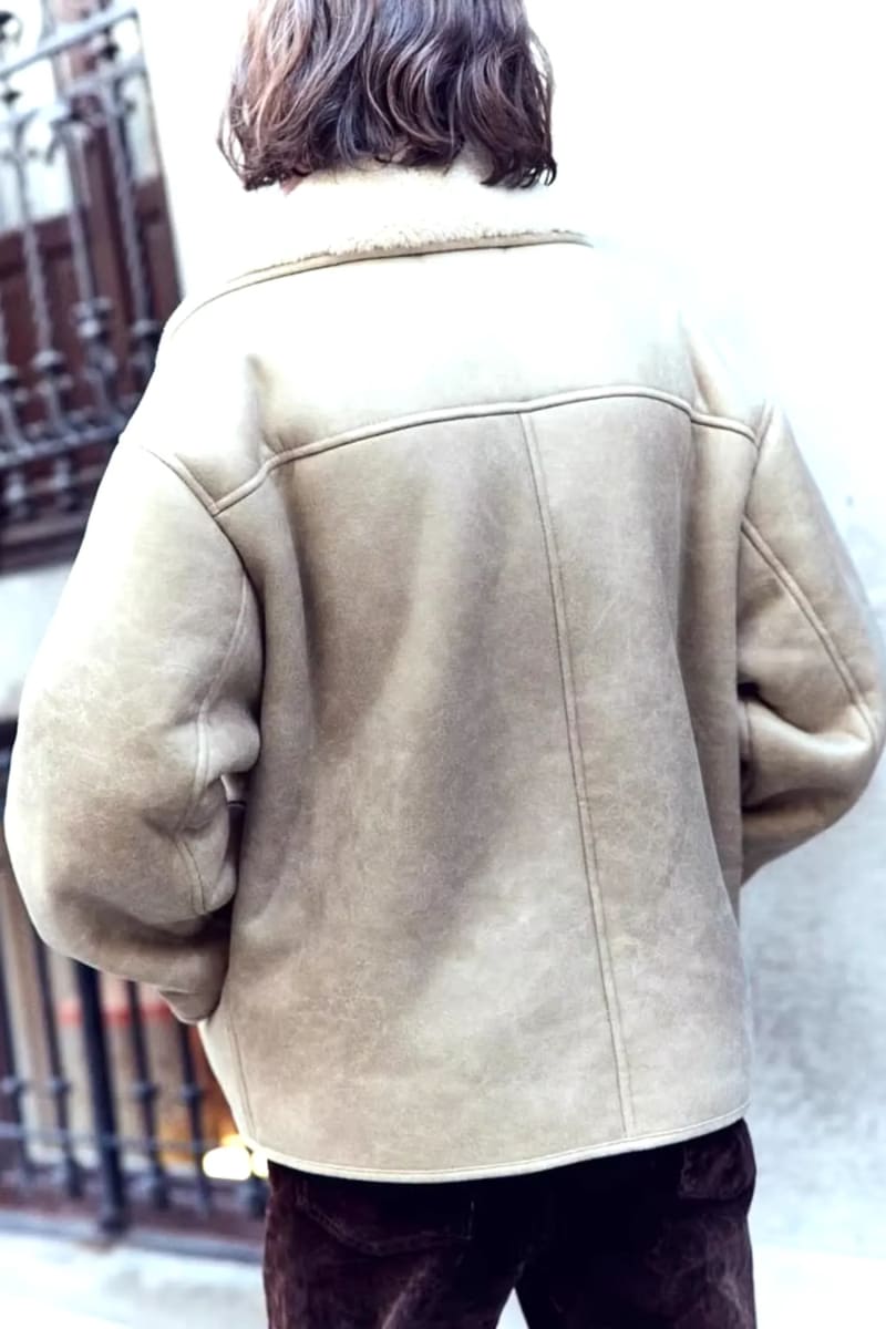 Women’s Beige Suede Shearling Jacket