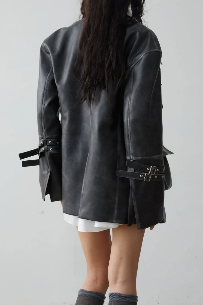 Women’s Black Oversized Vintage Leather Jacket Jakcet