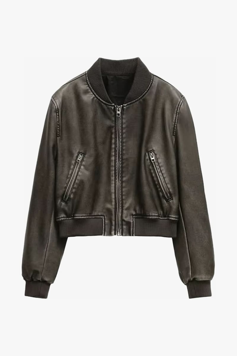 Women’s Brown Faux Leather Cropped Jacket