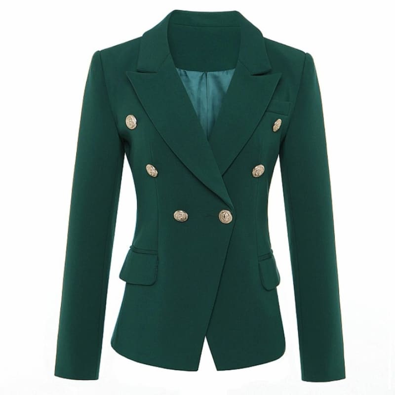 Dark Green Blazer Double Breasted Women's Business Suit