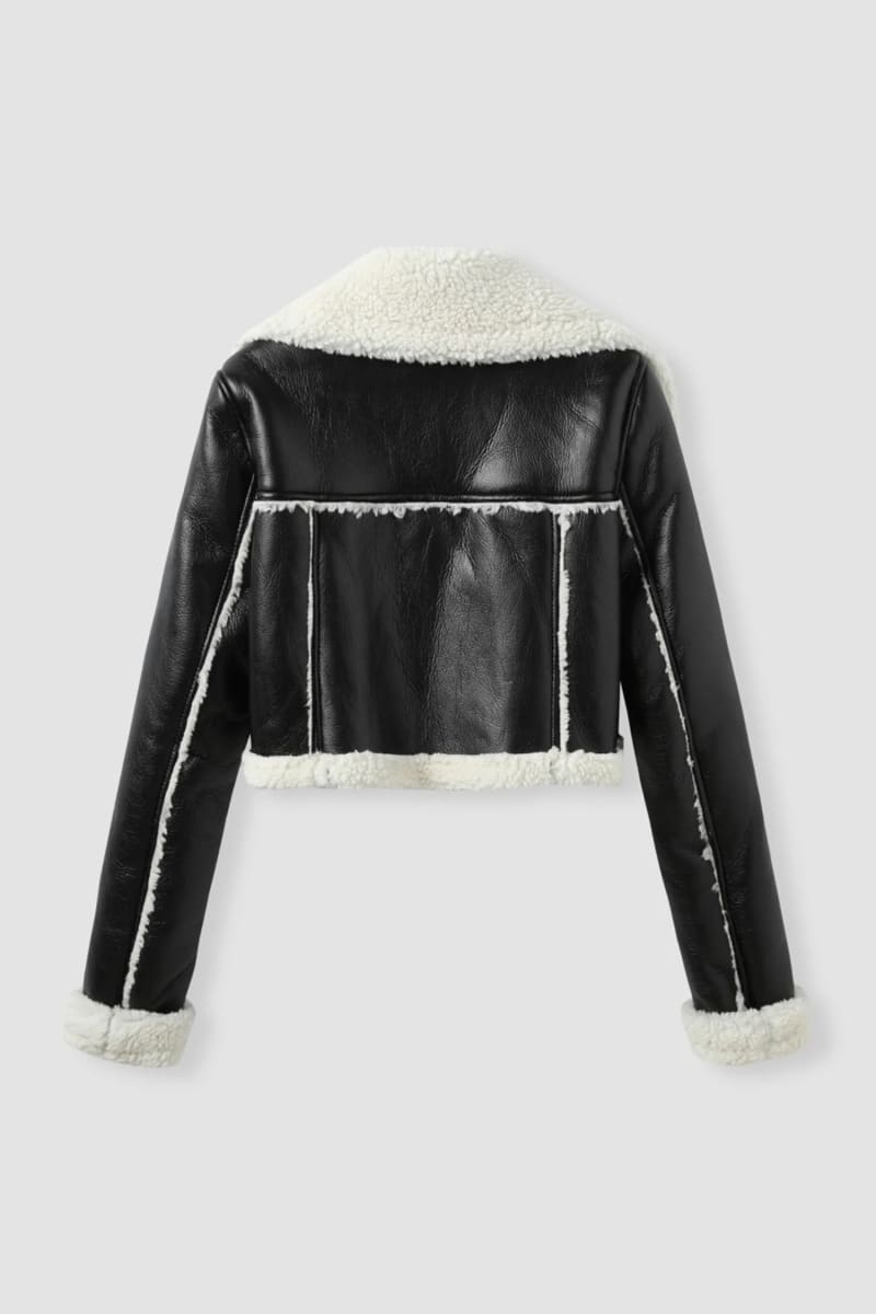 Women’s Shearling Black Cropped Leather Jacket