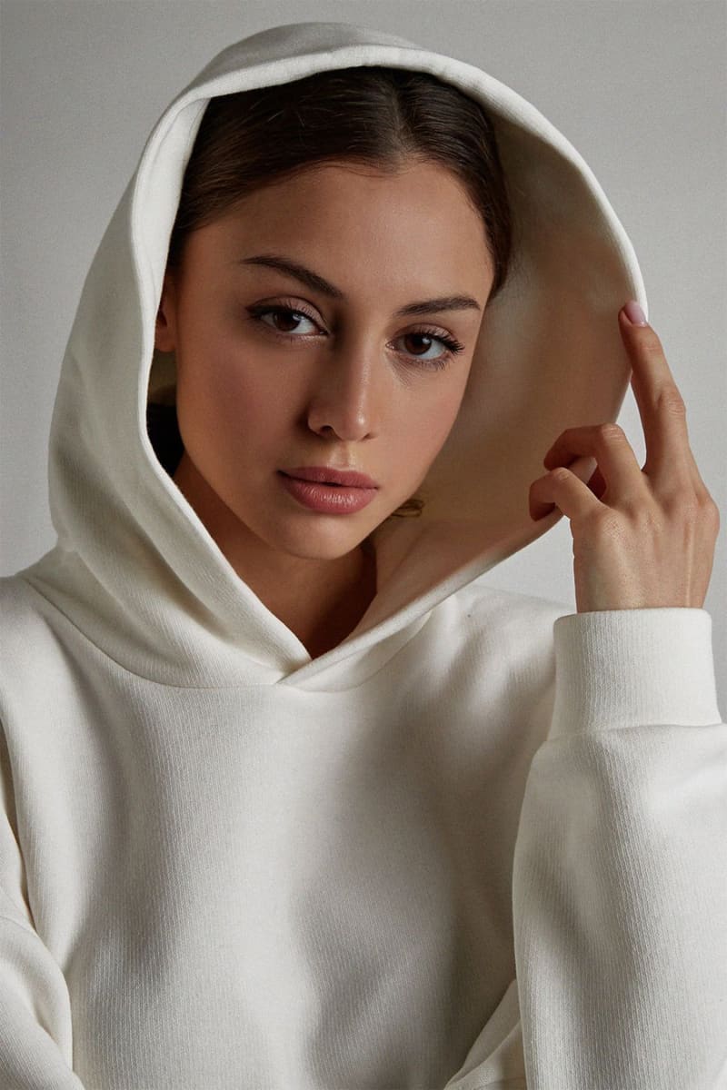 Womens White Hooded Loungewear Set Outfit Sets