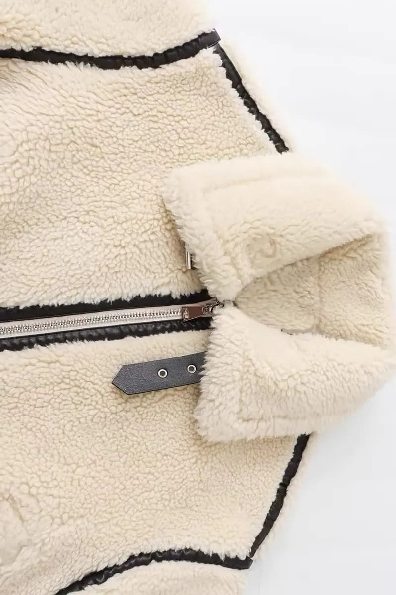 Women’s White Sherpa Fleece Jacket