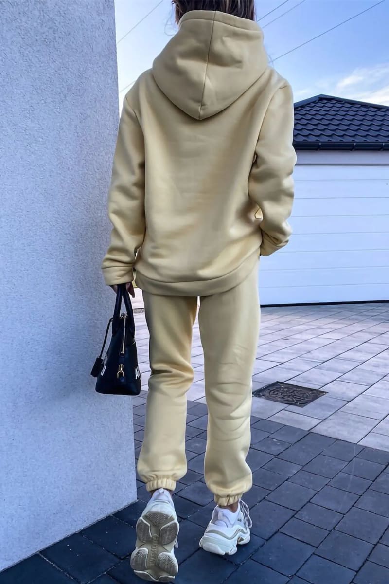 Women's Yellow Hoodie And Sweatpants Tracksuit Set