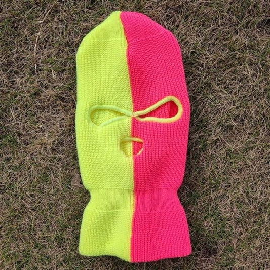 Yellow And Pink Three Holes Ski Mask Balaclava