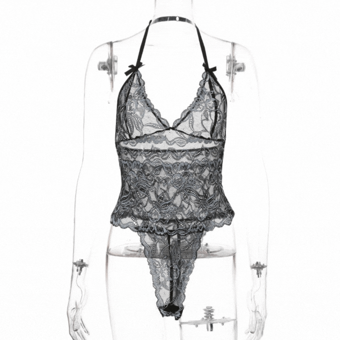 Black See Through Floral Lace Bodysuit – Irhaz