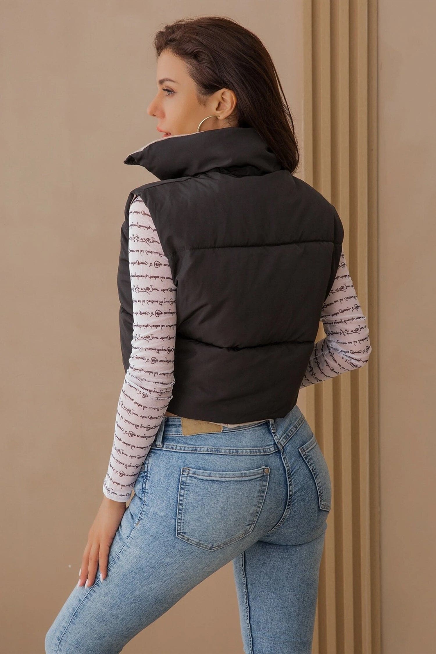 Women's Reversible Cropped Puffer Vest